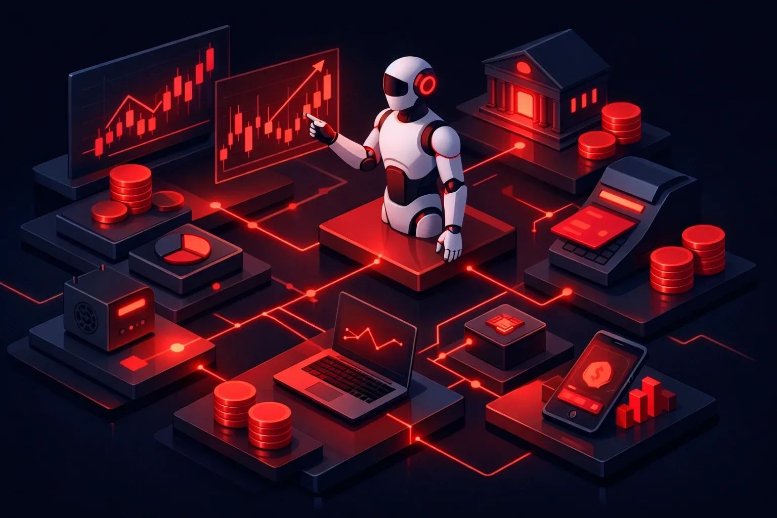 Illustration of AI technology interfacing with financial systems.